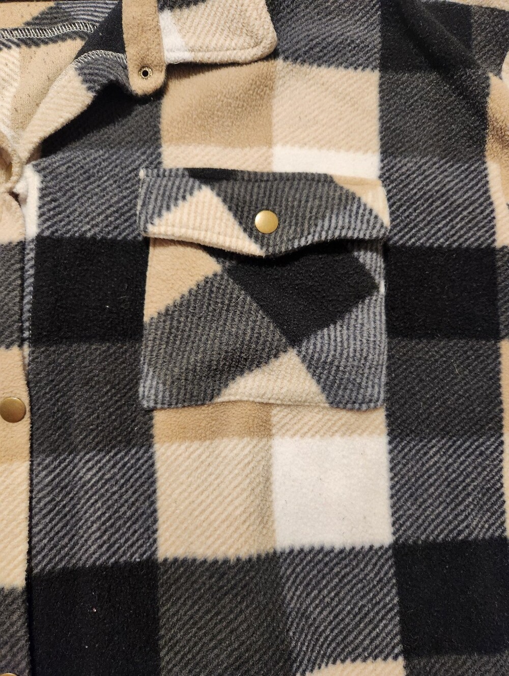 Sabrina Lauren Plaid Top Womens Size 3X Multicolor Button Snaps Pockets Fleece - Picture 3 of 8